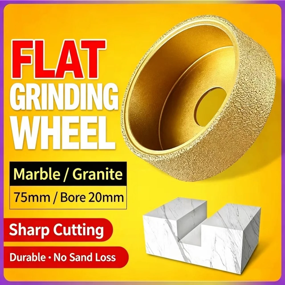 Vacuum Brazed Diamond Cup Wheel Wet Dry Use Angle Grinder Grinding Disc for Marble Granite Quartz Stone Tile Edge Chamfer Trimmi