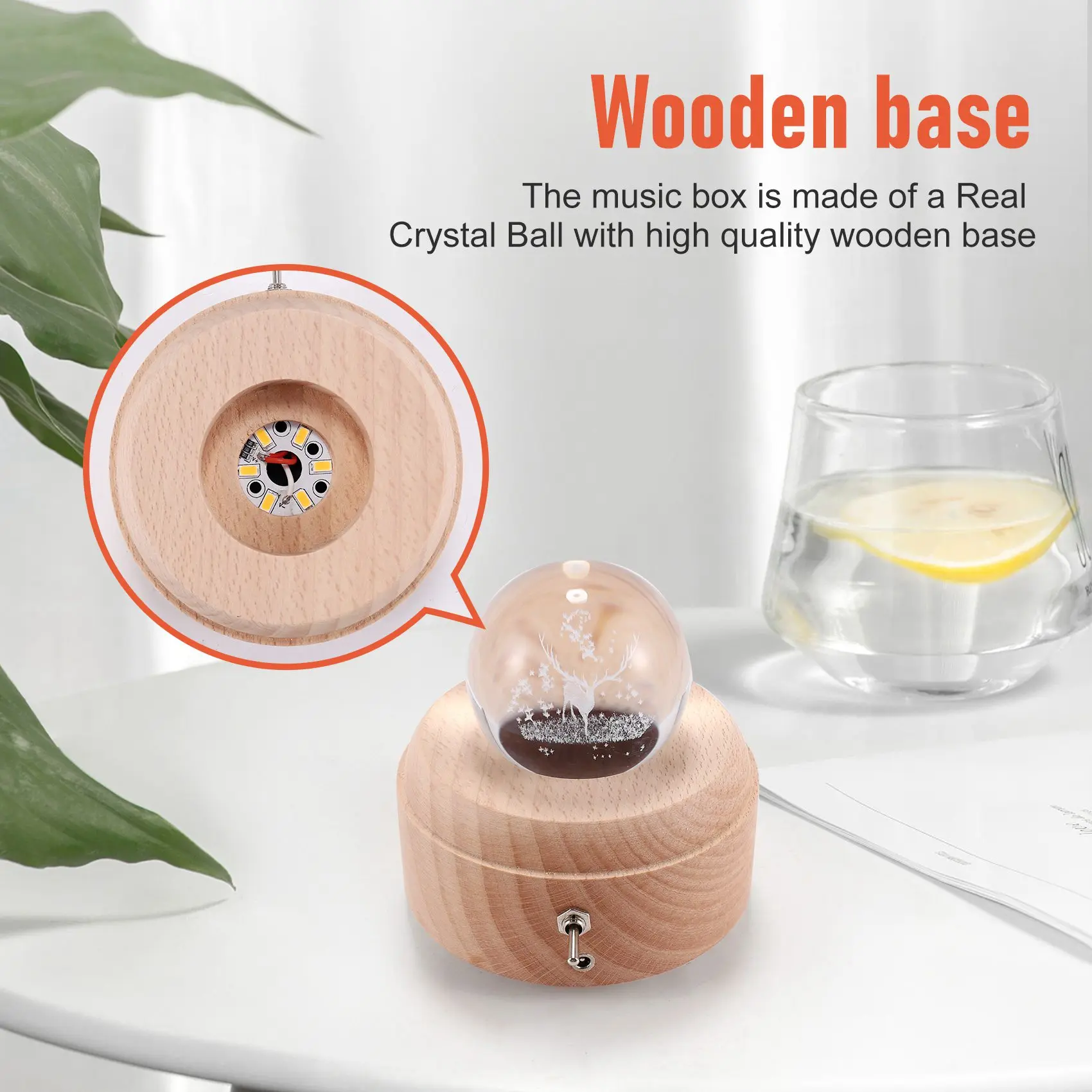 3D Crystal Ball Music Box The Deer Luminous Rotating Musical Box With Projection Led Light