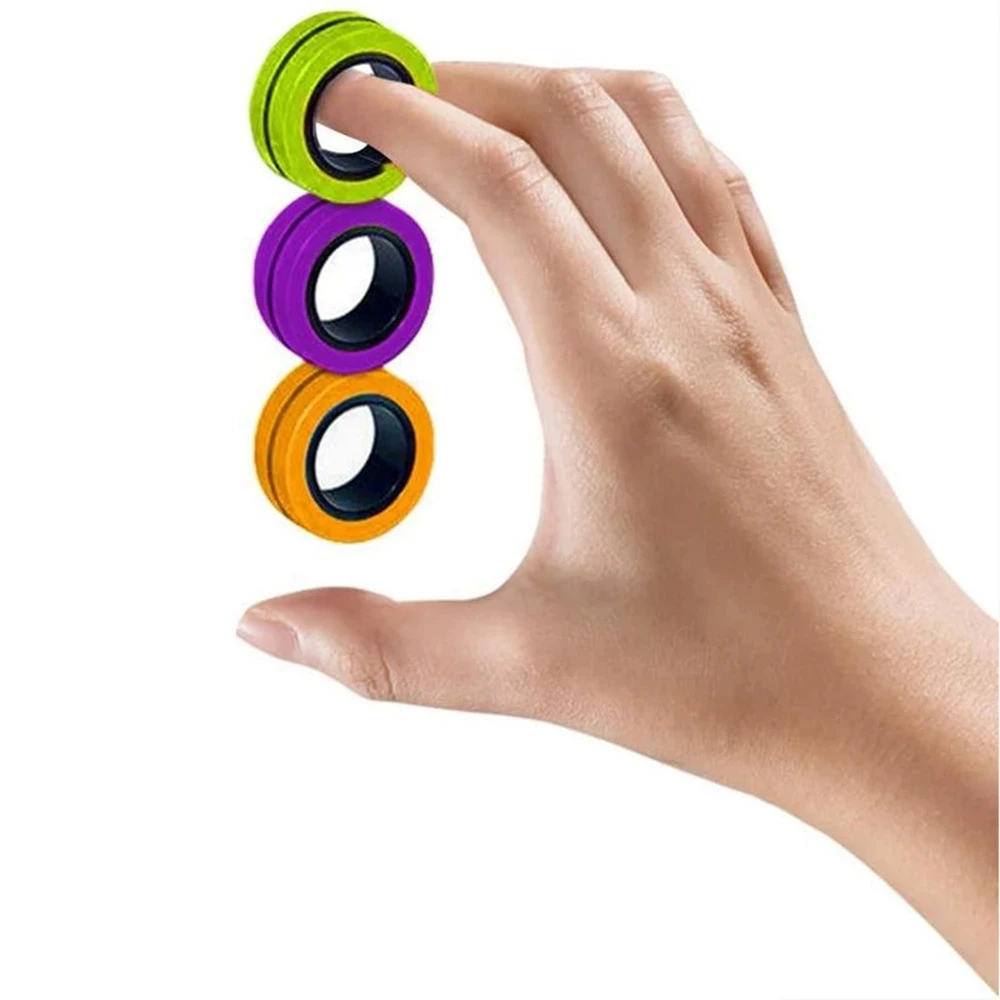 Magnetic Finger Ring Fidget Toys AntiStress Magnetic Rings Magic Bracelet Funny Finger Spinner for Kids Adult Stress Relief Toys