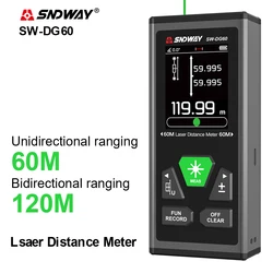 SNDWAY Laser Distance Meter 2 Way Laser Measure Meter 60M 100M Rangefinder Red Green Laser Two-way Range Finder SW-DG60