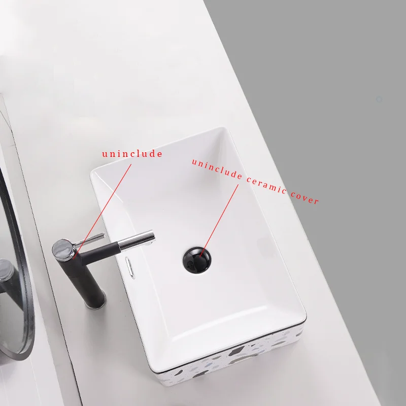 Elegant Ceramic Vessel Sink, Rectangular Design Ceramic Wash Basin - Ideal for Modern Bathroom Fixtures, Suitable for Dressing Rooms, Vanities, Bathrooms