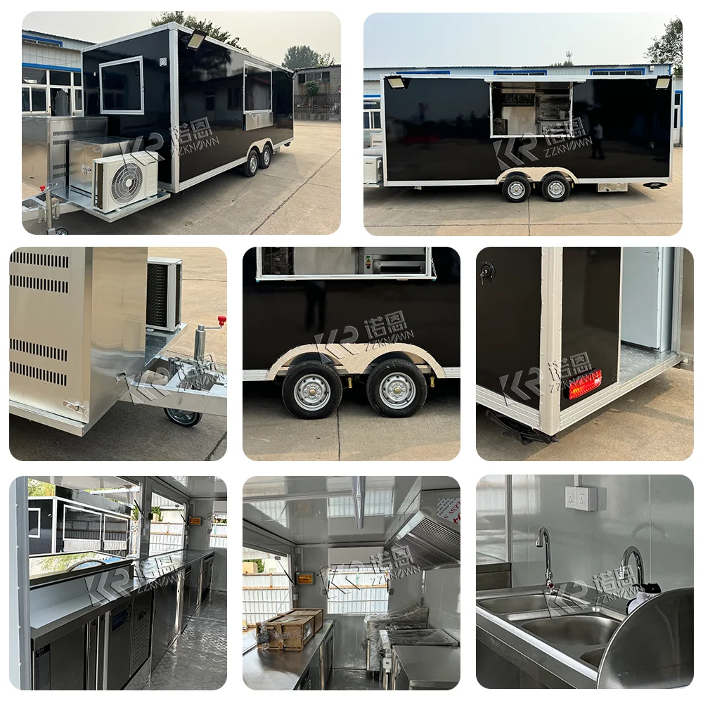 Stainless Steel Food Trailer Mobile Restaurant Mobile Pizza Truck Food Carts Customized Pizza BBQ Food Truck For Sale