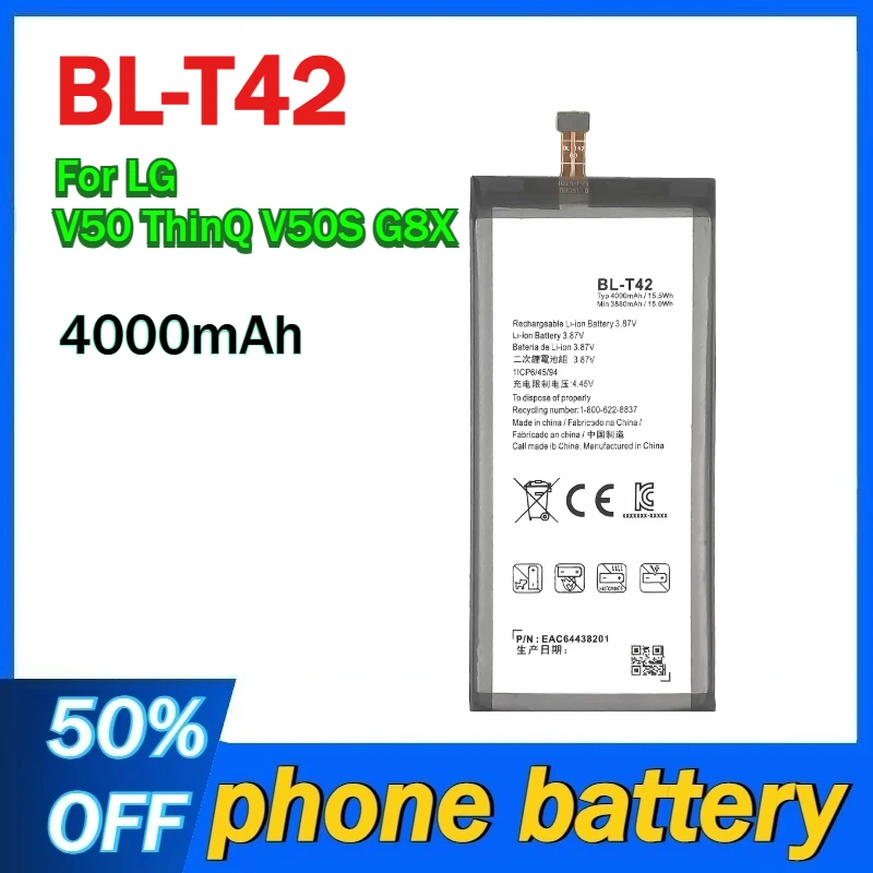 

4000mAh BL-T42 Battery For LG V50 ThinQ V50S G8X Mobile Phone In Stock Batteries