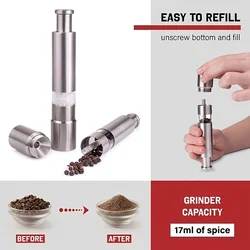 Pepper Grinder,Household Sea Salt Ginder, Creative Stainless Steel Spice Grinder,Manual Sea Salt Mill