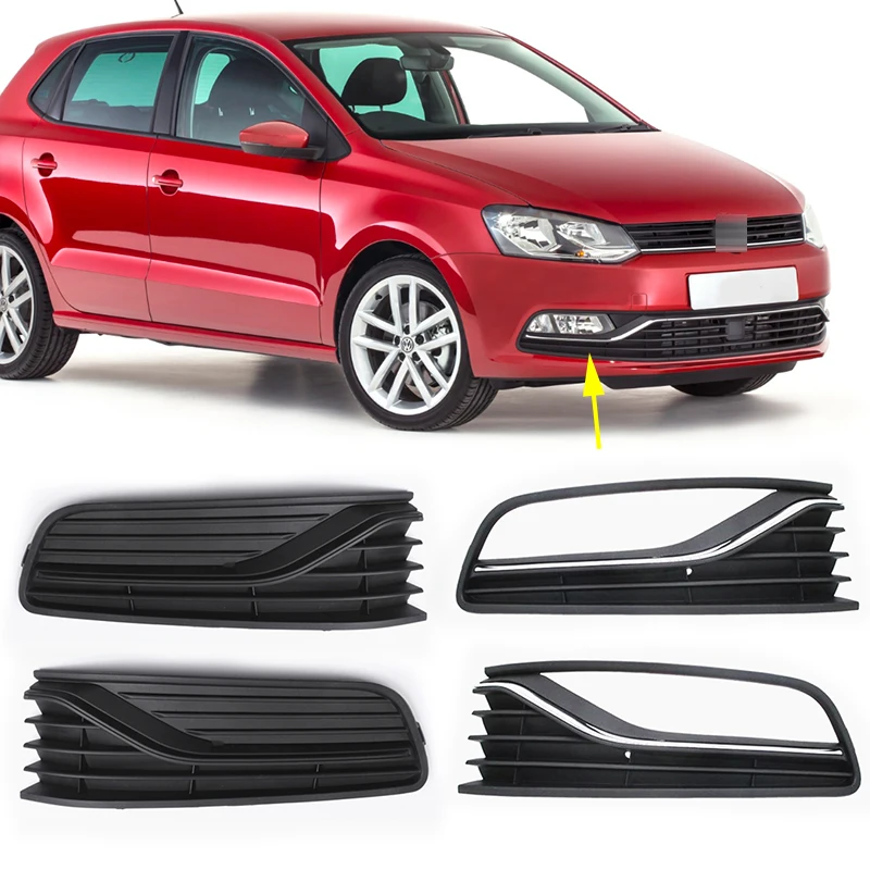 For VW Polo 6C Hatchback 2014-2018 Car Front Bumper DRL Daytime Fog Light Lamp Trim Grille Cover Frame Lid Bezel