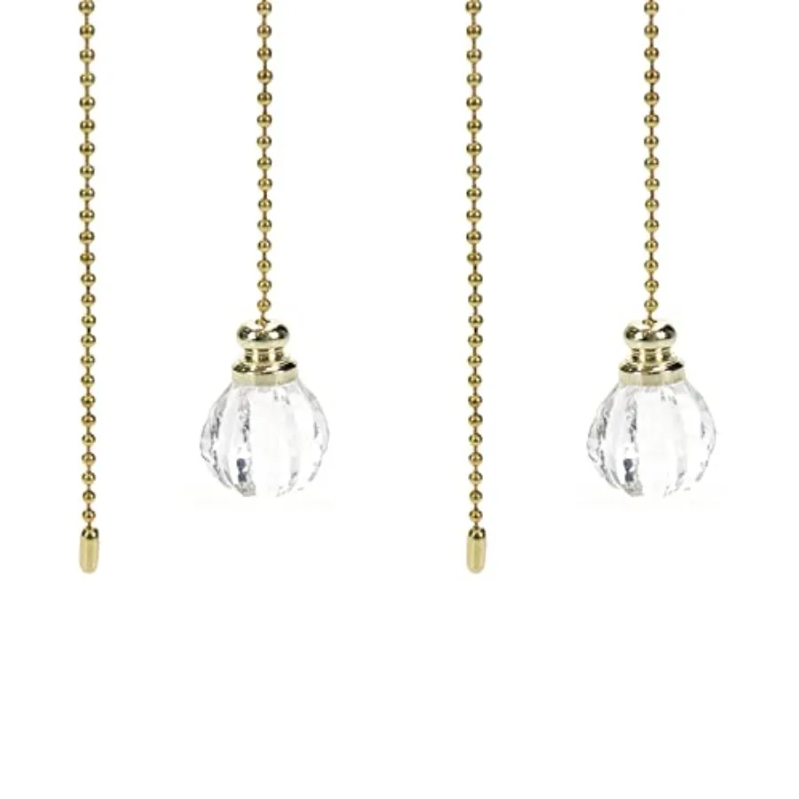 2 Pcs Ceiling Fan Pull Chain Ornaments 12 Inches Light Pull Beaded Chains with Clear Acrylic Prism Ball Pendant Decorative Exte