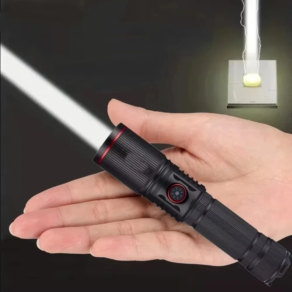 Aluminum Alloy LED Flashlight Telescopic Zoom USB Rechargeable Rechargeable Flashlight Portable Long Range Powerful Flashlight