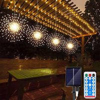 Solar Fireworks Lights 480LED Waterproof Hanging Copper Wire String Light 8 Modes Garden Party Christmas Wedding Decoration
