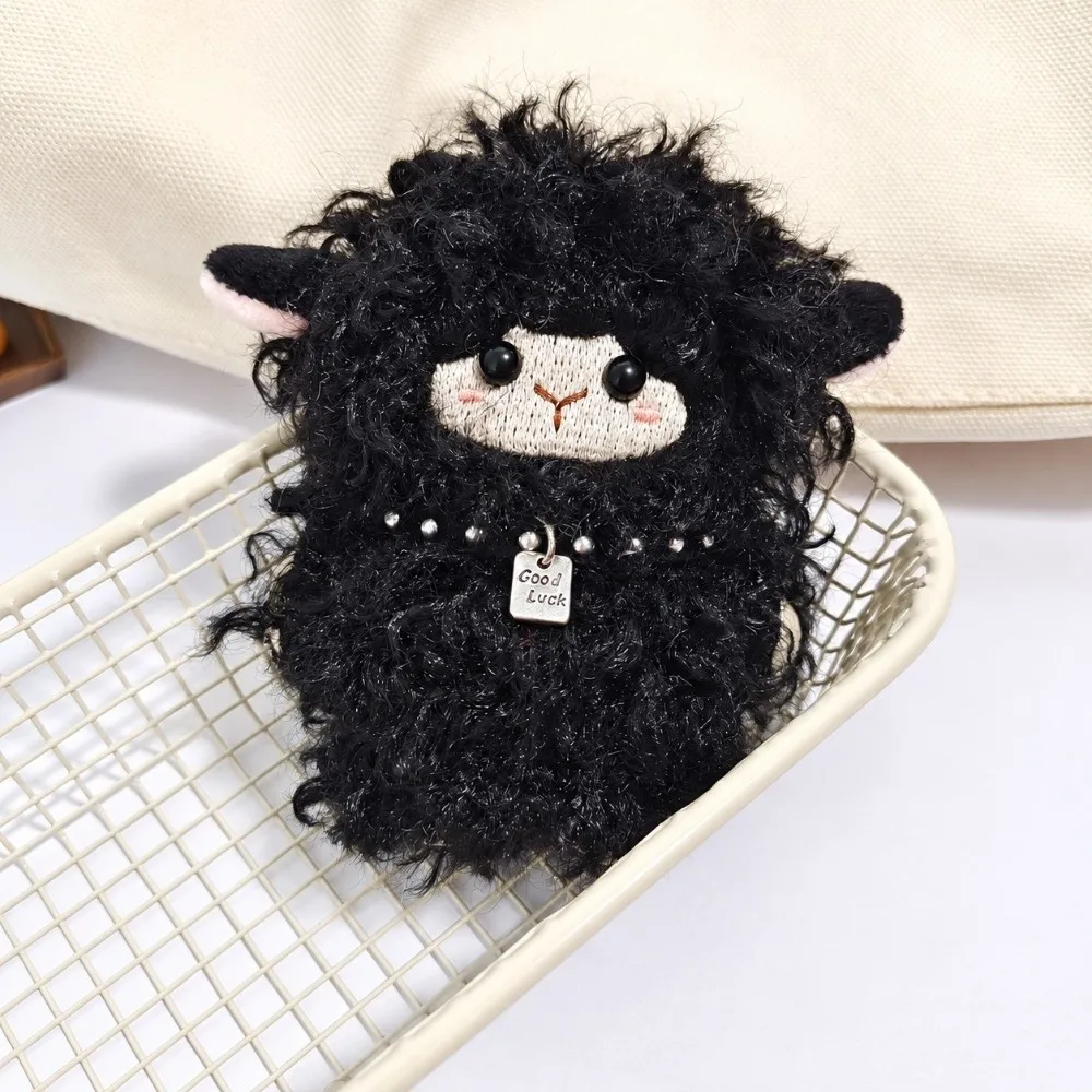 Sheep Doll Hanging Ornament Soft Plush Fluffy Fabric Plush Lamb Keychain Metal Key Ring Stuffed Animal Cartoon Sheep Bag Charm