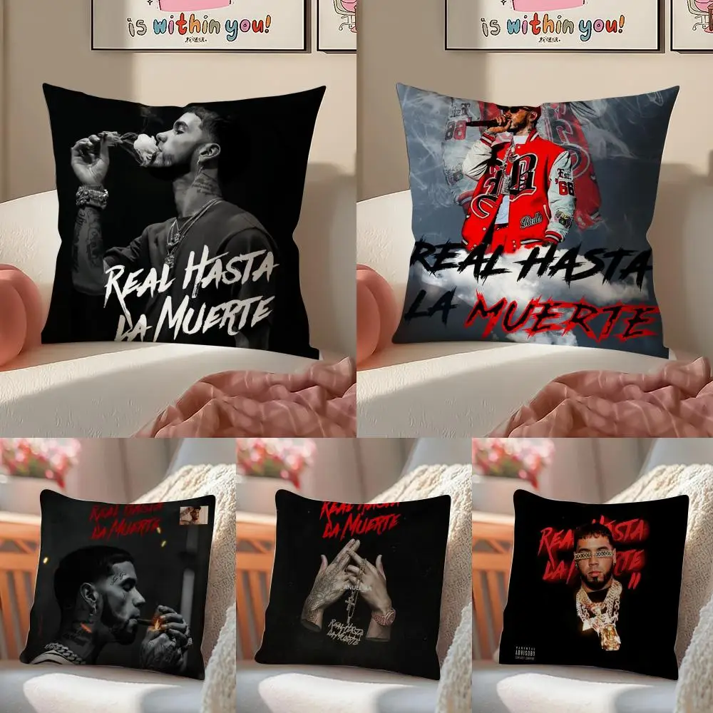 A-Anuel AA Las Leyendas Nunca Mueren, Funda de Cojín de Lino con Diseño de Rapper, Decoración Suave para Sofá, Hogar y Habitación