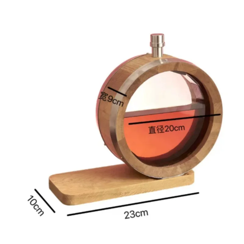 Wooden Wine Barrel Ornament | Creative Transparent Display for Red Wine & Baijiu, Solid Wood Home Bar Decor