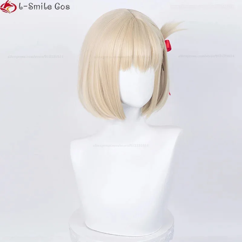 

ss13Anime Nishikigi Chisato Косплей 30 см Короткие светло-золотистые термостойкие парики из синтетических волос Лента + шапочка для парика