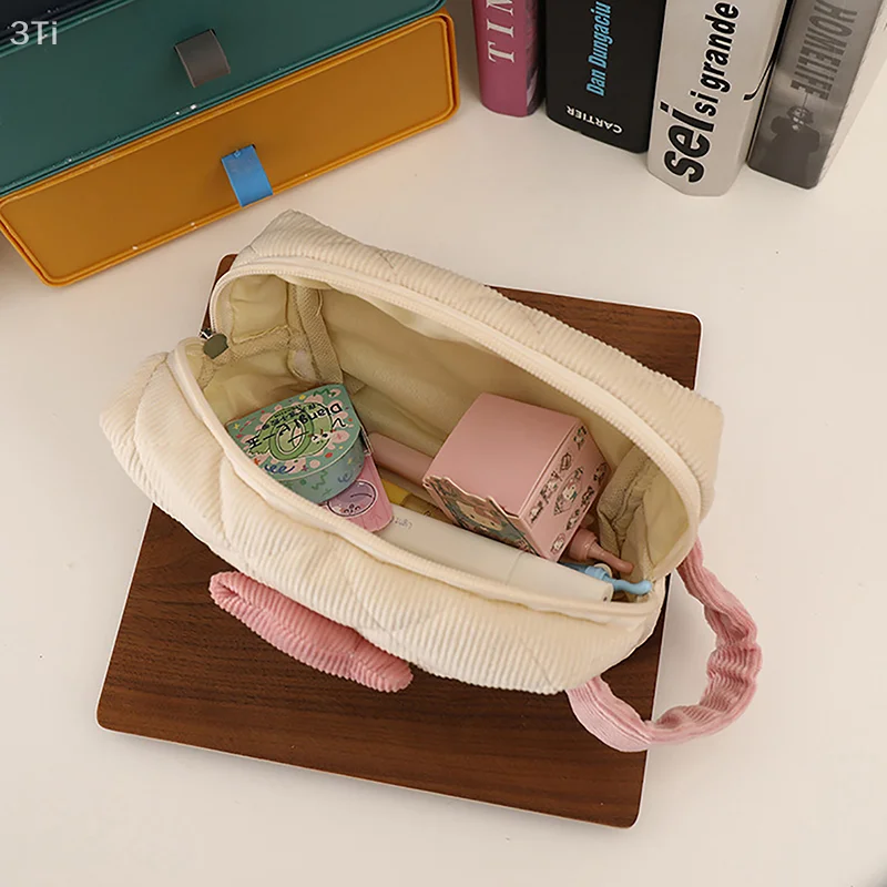 Borsa per cosmetici in velluto a coste Tulip Borsa da viaggio portatile per matite di grande capacità Custodia per organizer Borsa per trucco Borsa per il lavaggio Borsa da toilette