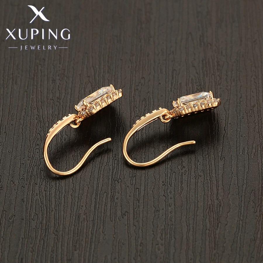 Xuping Jewelry Neu eingetroffen, goldfarben, rechteckig, Huggies-Ohrringe, Halsketten-Set für Frauen, Party, Geburtstag, Geschenk, X001245936 – Detail 10