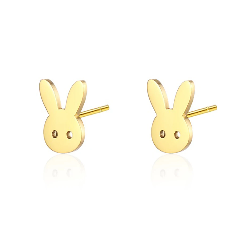 Stainless Steel Rabbit Animal Jump Stud Delicate Cute Earrings Jewelry Earrings Gift For Women