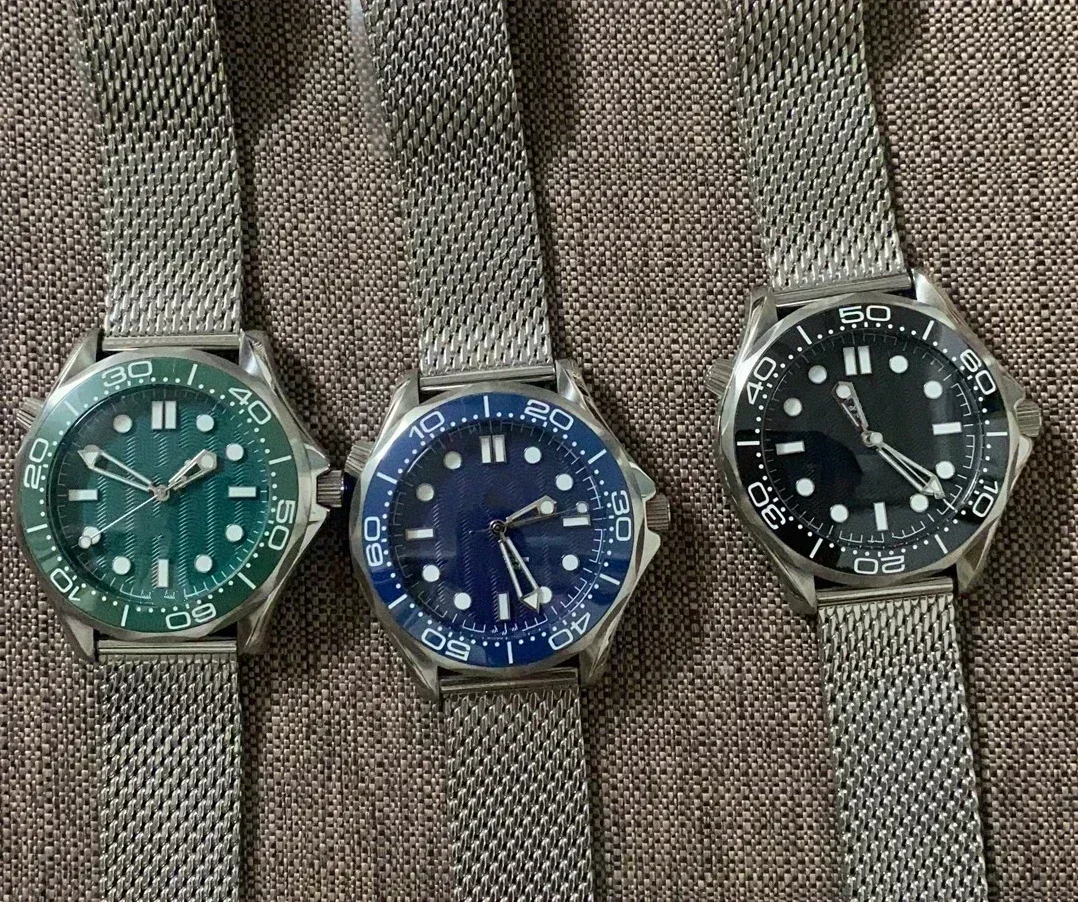 42 ملم ساعة ميكانيكية أوتوماتيكية للرجال أسود أزرق أخضر حافة سيراميك 007 ياقوت موضة رياضية ستانلس ستيل مخصصة #4