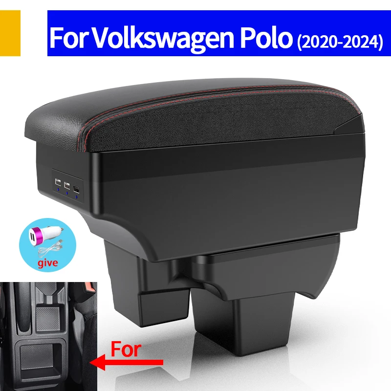 

For Volkswagen Polo Armrest box For VW Polo Car Armrest Dedicated Retrofit 2020-2024 Storage Box Retrofit parts Car Accessories