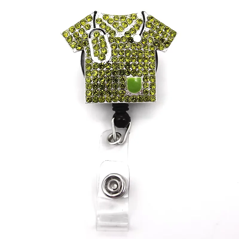 Mix Color Alloy Rhinestone Medical Nurse Scrub Badge Reel Accessories T- shirt Clothing Retractable Badge Holder