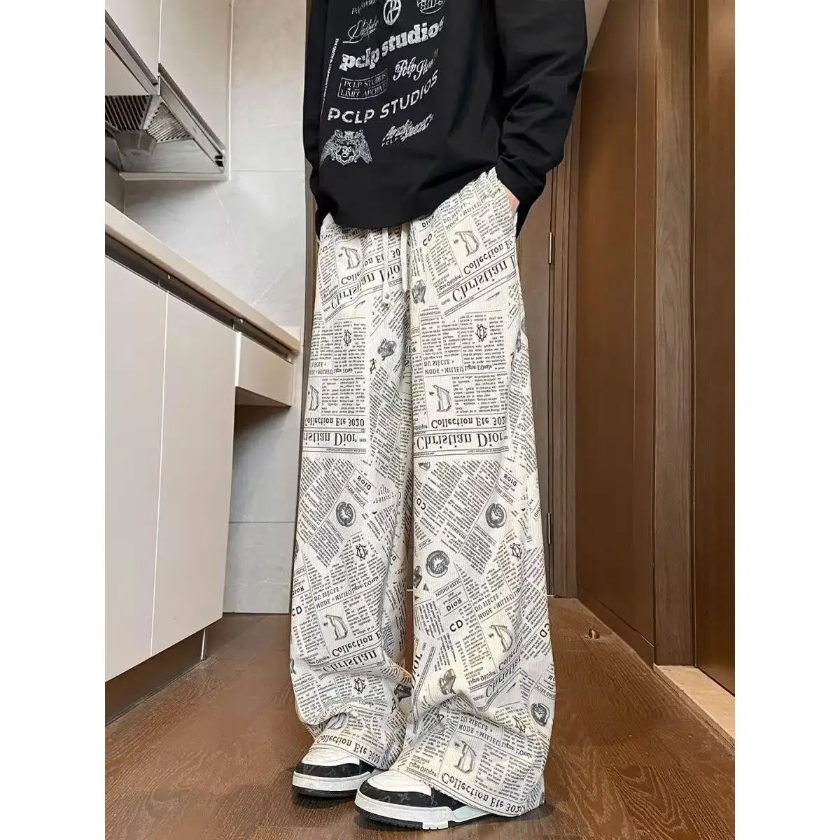 

Свободные повседневные брюки в американском стиле, драпированные прямые длинные брюки, удобные свободные мужские брюки, весна-осень