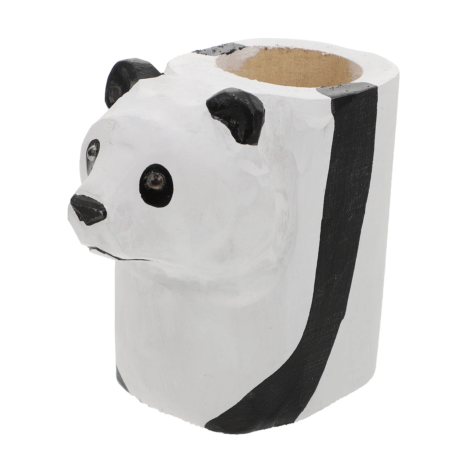 

1Pcs Premium Wood Pen Holder Hand-Carved Panda Style Desk Tidy for Office Home School Stationery Organizer Pen Storage Bucket