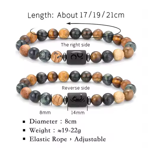 12 Zodiac Bracelets Natural Stone Cancer Virgo Leo Libra Bracelet Couples Friendship Gifts Bracelets jewelry pulsera hombre - Image 2