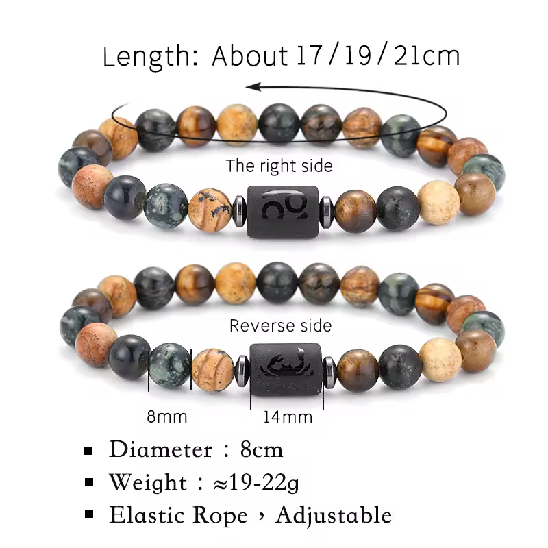 12 Zodiac Bracelets Natural Stone Cancer Virgo Leo Libra Bracelet Couples Friendship Gifts Bracelets jewelry pulsera hombre - Image 2