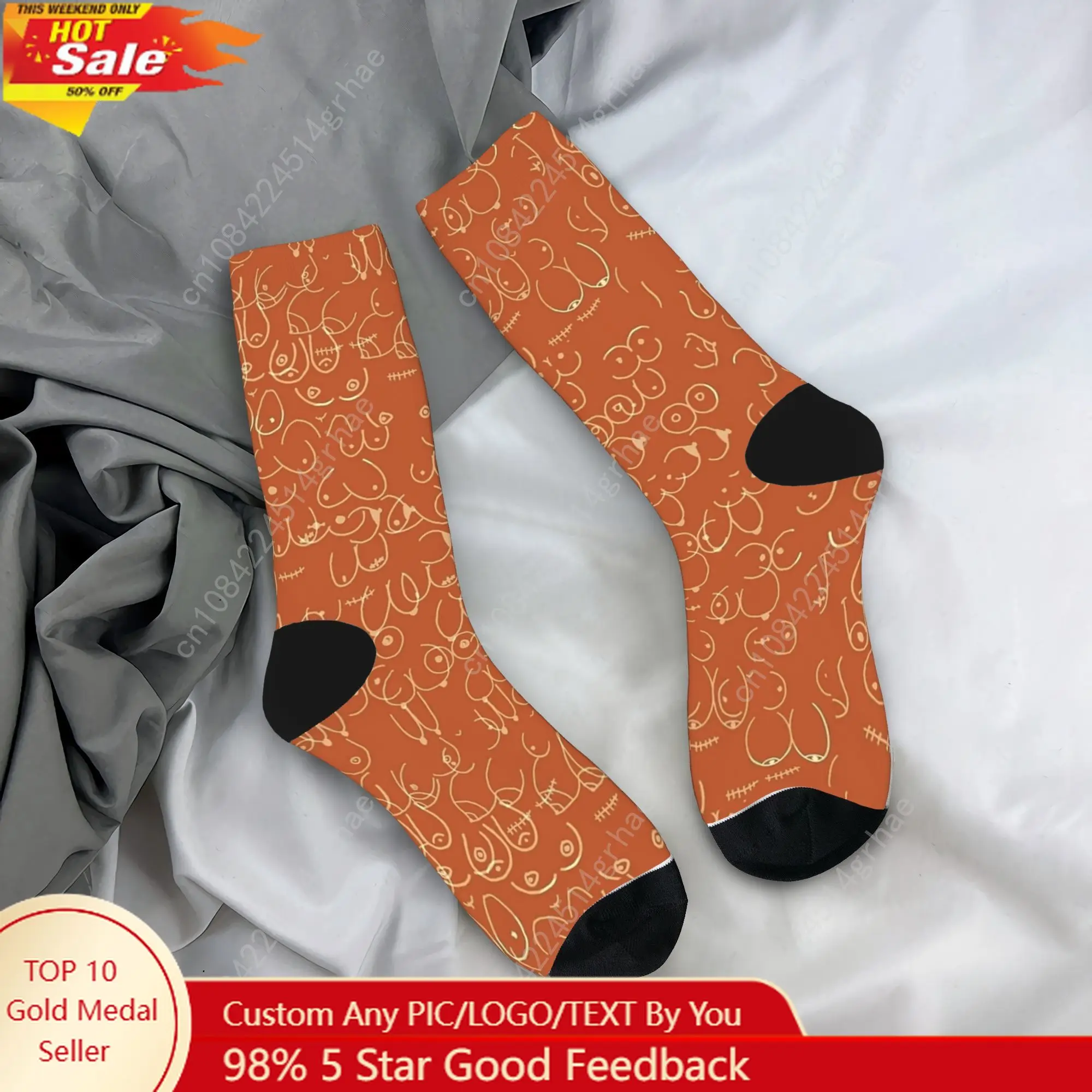 Terracotta Boobies Drawing Abstract Socks  Anti Skid Stockings Men Comfortable Outdoor Socks Autumn Gothic Graphic Socks