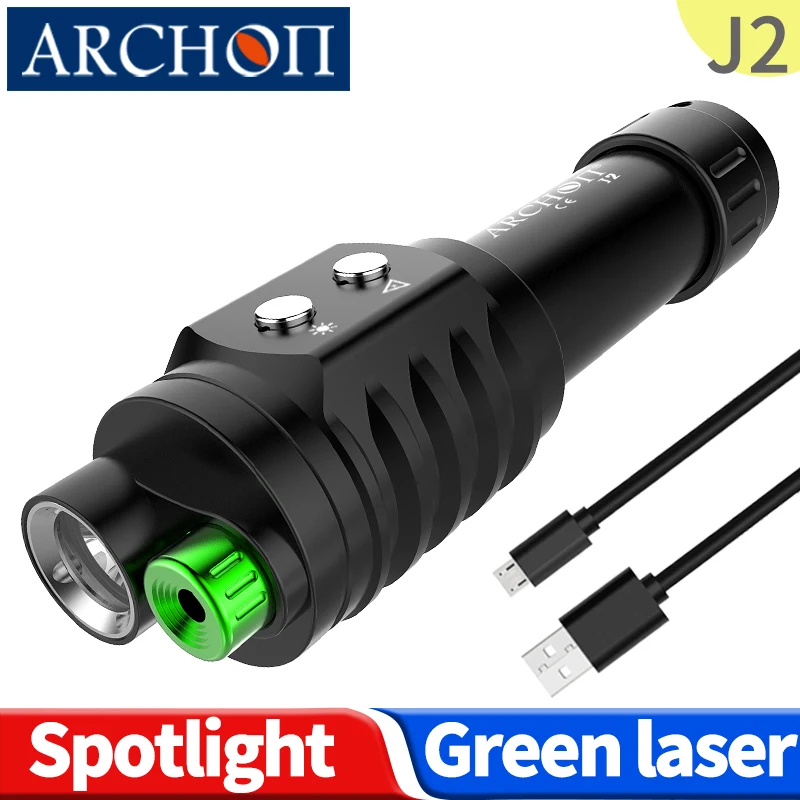 ARCHON J2 diving flashlights 2 in 1 Green beam and White LED torch diving coaching command green beam lights dive lighting torch