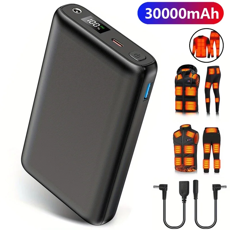 

30000mAh Heating clothing External Powerbank DC 7.4V for Heated Vest Jacket Scarf Gloves Trouser Battery Keep warm in winter