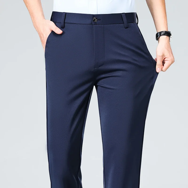 Pantalones chinos de vestir para hombre, de pierna recta, alta elasticidad, antiarrugas, de secado rápido, suaves y ligeros, para negocios, uso diario y viajes.