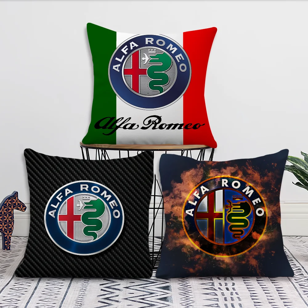 Cars Racing Logo Pillow Case Sofa Living Room Bedroom Headboard Backrest Cushion Square Cushion A-Alfa R-Romeos Nap Time