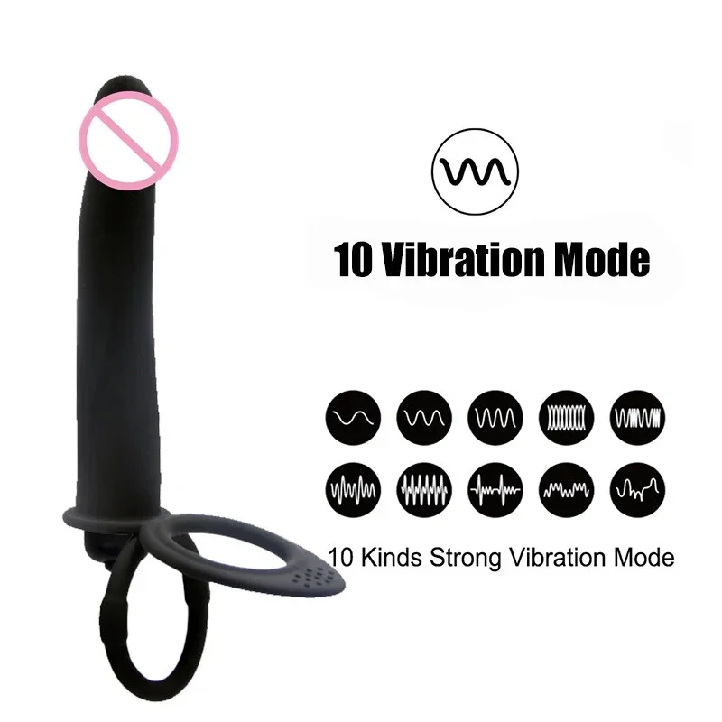 10 Speed Silicone Wearable Butt Plug for Men Prostate Massager with Ring Anal Pegging Dildo Harness Toy Strapless Strap Sex Toy view 4