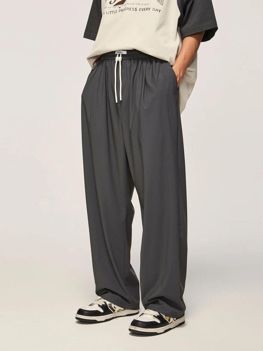 

Широкие прямые брюки Street Sle Qui Dry с узором, высокая эластичность, ощущение прохлады, длиной до пола, повседневные