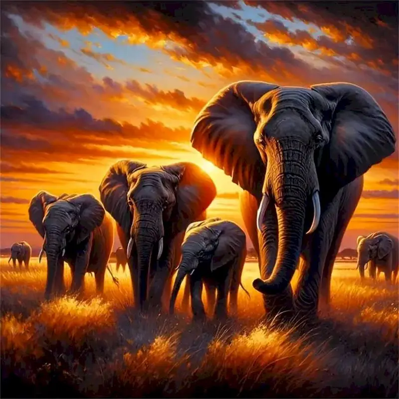 

5d Diamond Painting Home Decoration Diamond Art Kits For Adults Elephant Full Round Diamond Art Painting Living Room Decor