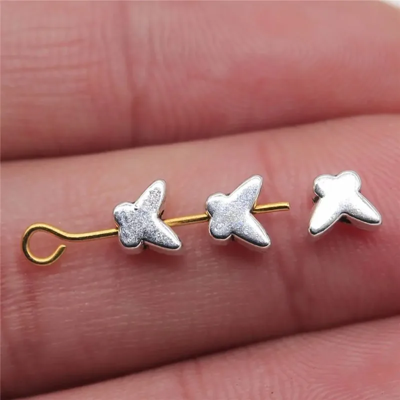 640 Stück antiksilberfarbene Schmetterlings-Abstandsperlen, 6 x 5 mm, lose Insektenperlen für Armbänder, Halsketten, Schmuckherstellung, Großhandel – Detail 1