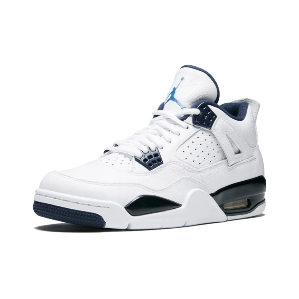 Air Jordan 4 Retro Confortável Tênis de Basquete, Tênis Masculino, Original, Branco, Preto e Vermelho, Tatuagem, BQ0897-006