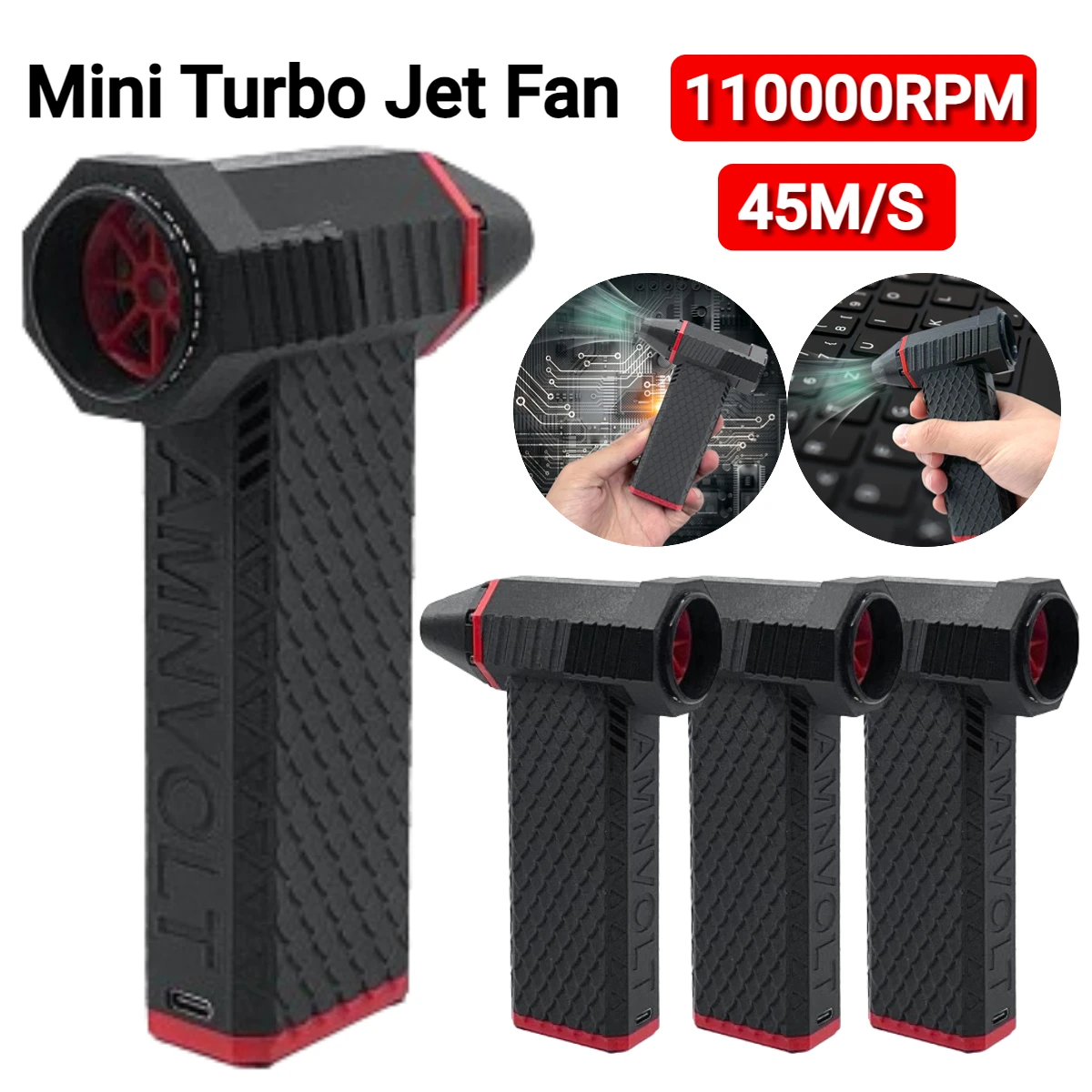 110000RPM Mini Turbo Jet Fan Handheld Brushless Motor Silent Turbo Violent Fan 45M/S High Power Blower Compressed Air Duster