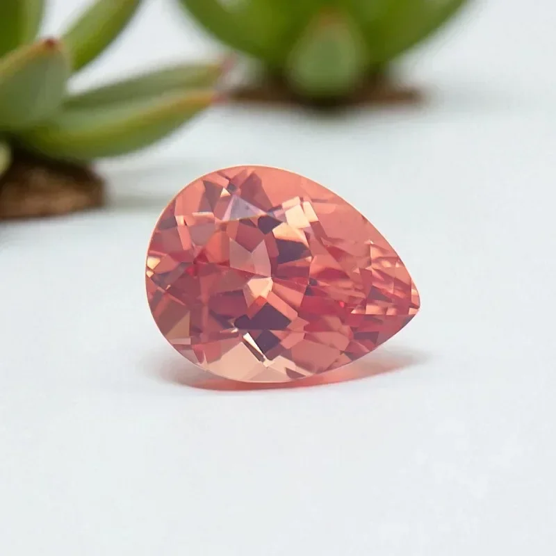 

High Quality Lab Grown Sapphire Pear Cut Sunset Orange Charms Jewelry Rings Making Main Materials Selectable Certificate