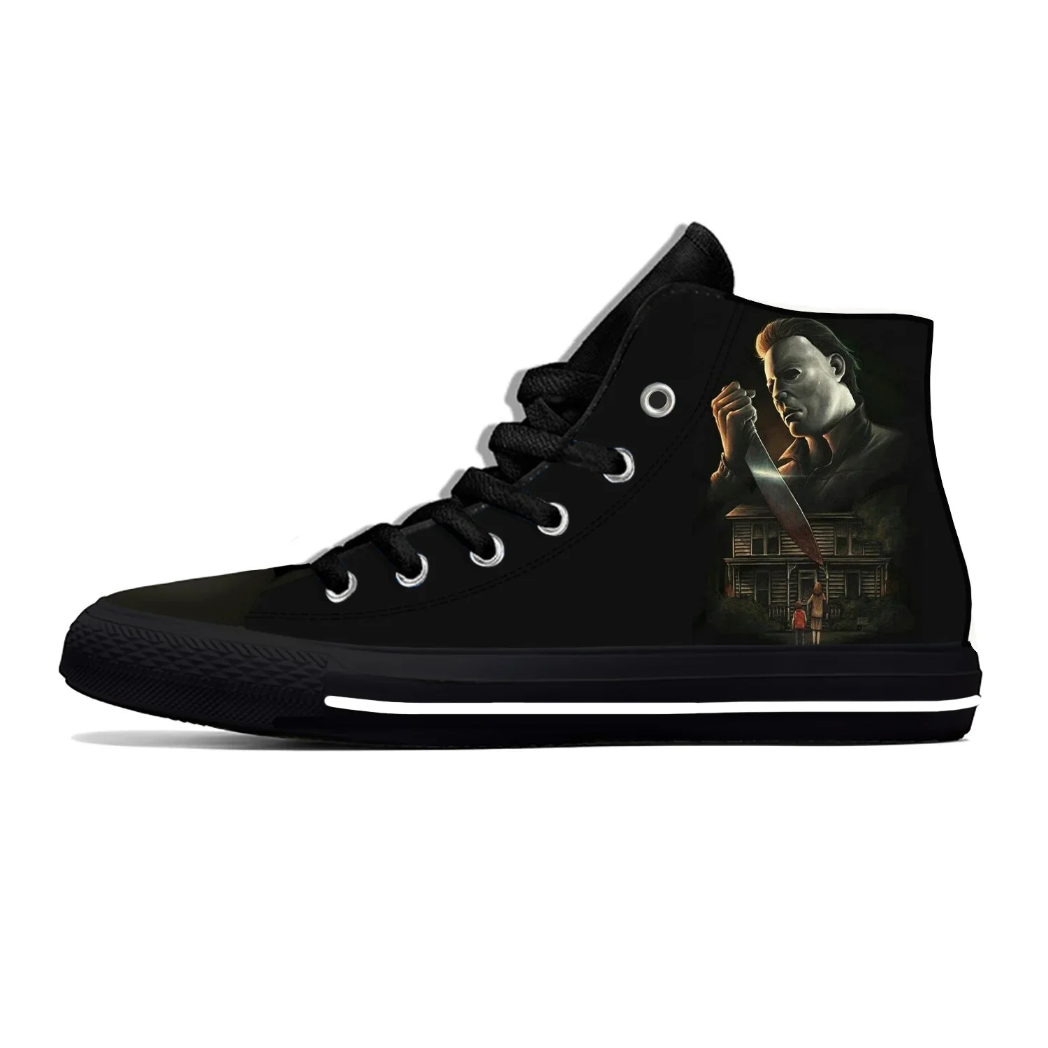 Michael Myers Halloween Horror beängstigend coole Mode lässig Stoff Schuhe High Top leichte atmungsaktive 3D-Druck Männer Frauen Turnschuhe