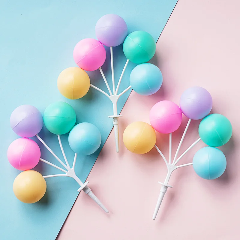 5 قطع من زينة الكيك: أوتار بالونات بلاستيكية ملونة غير صالحة للأكل، كرات مستديرة تحجب الألوان القديمة لتزيين طاولة حلوى أعياد الميلاد #4