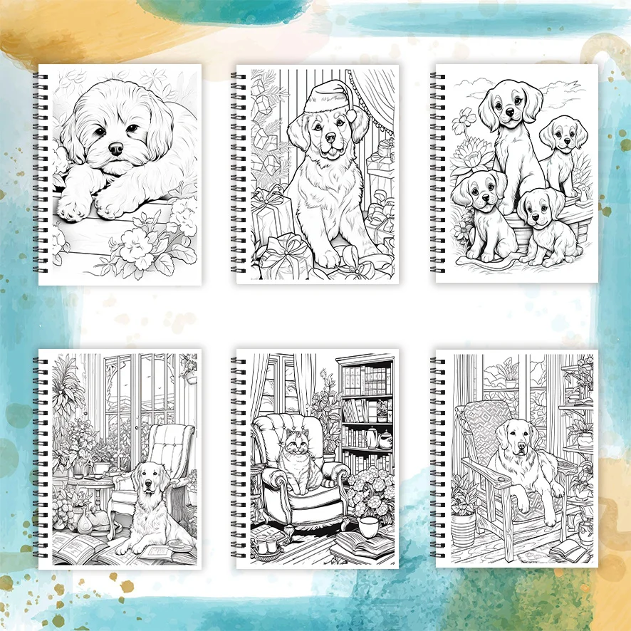 Coloring Book - 8.3 x 11.2 inches, 32 pages of cute animals - stress relief, holiday gift, back-to-school gift.