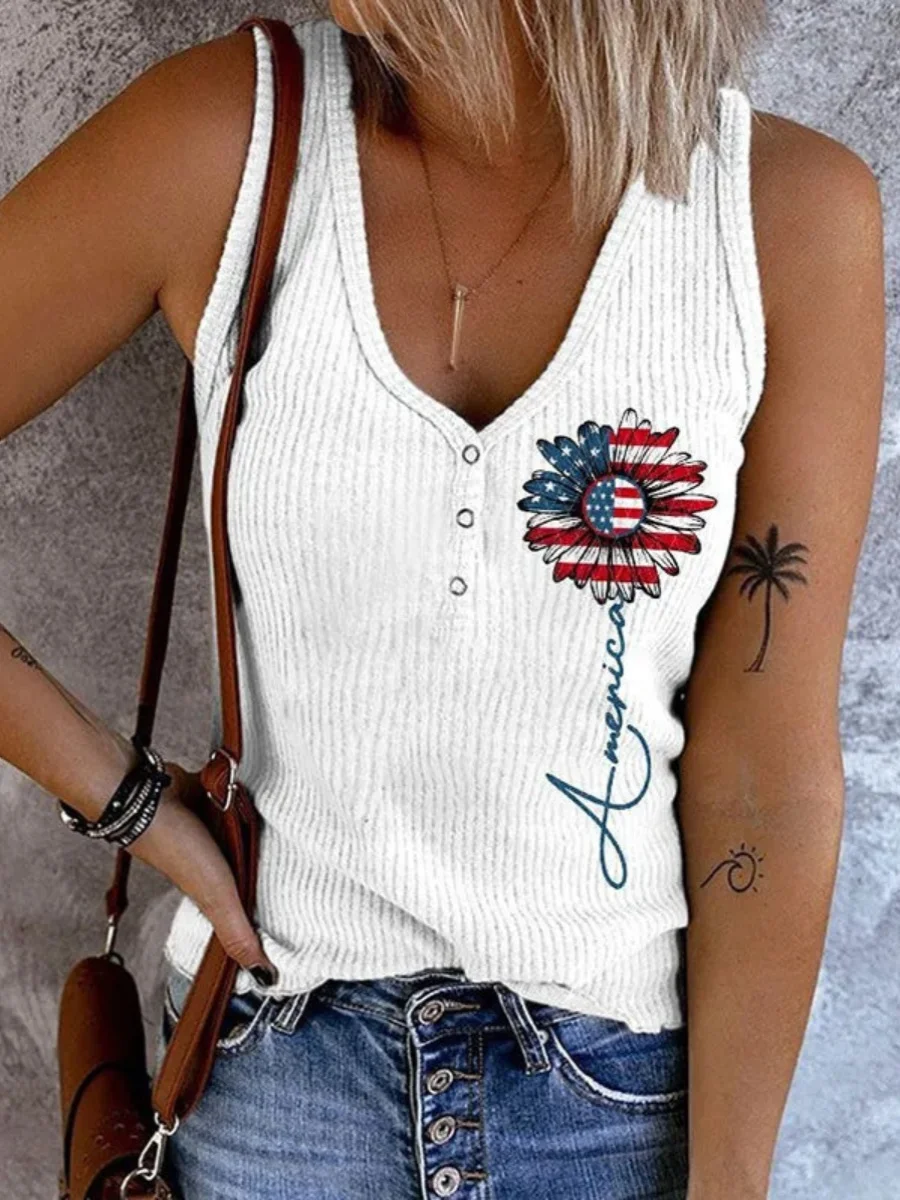 Gilet v-ne décontracté fiti 3D pour femmes, débardeur imprimé Street Sle, coupe régulière, tenue d'été Svel