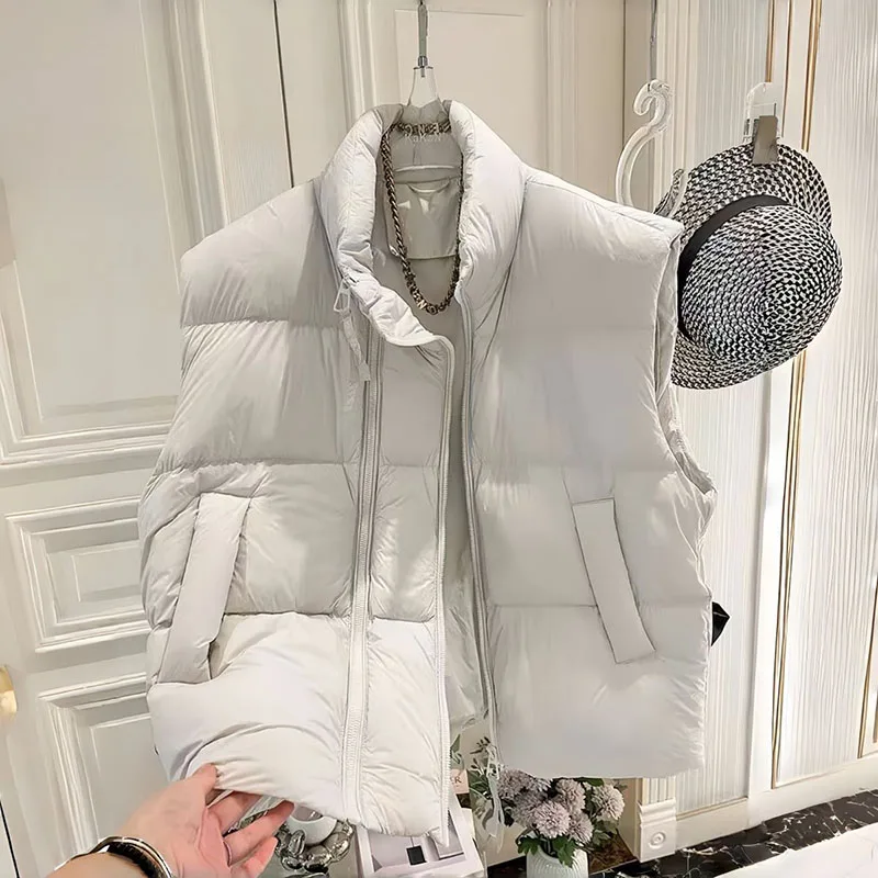 Autumn Winter Down Vest Jackets 2026 New Women Ultra Light Stand Collar Sleeveles Cotton Coat Parka Ladies Warm Waistcoat