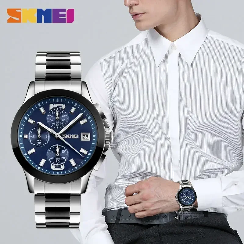 SKMEI 9126 Relogio Masculino Business Mens Watches Top Brand Luxury Watch Men 3Bar Waterproof Casual Quartz Wristwatches