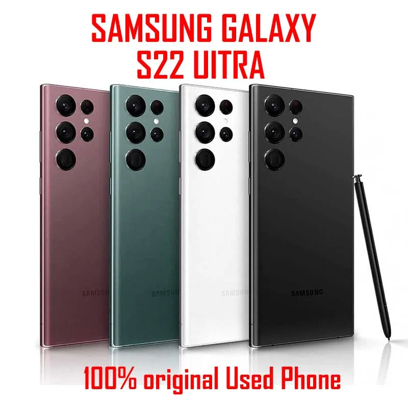 هاتف Samsung Galaxy S22 Ultra 5G S908U1 8G RAM + 128GB/256GB ROM 6.8 بوصة ثماني النواة سنابدراجون 888 eSim الأصلي S22 Ultra
