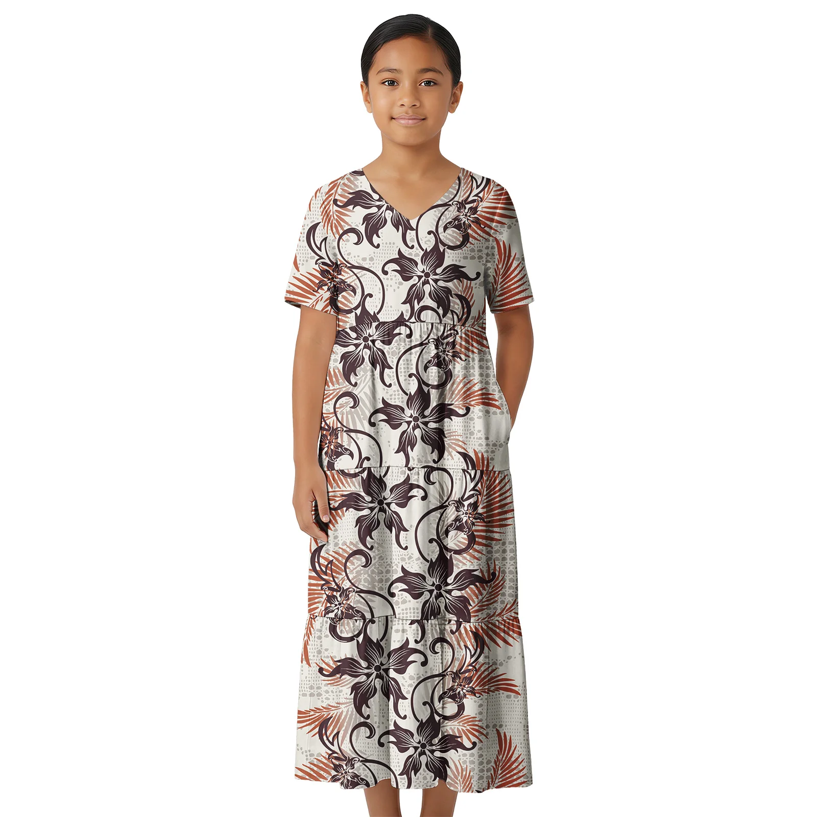 

Уютное длинное платье на заказ с традиционным полинезийским принтом, для вечеринок, церкви, официальных мероприятий, детский наряд для малышей, самуанское платье для девочек