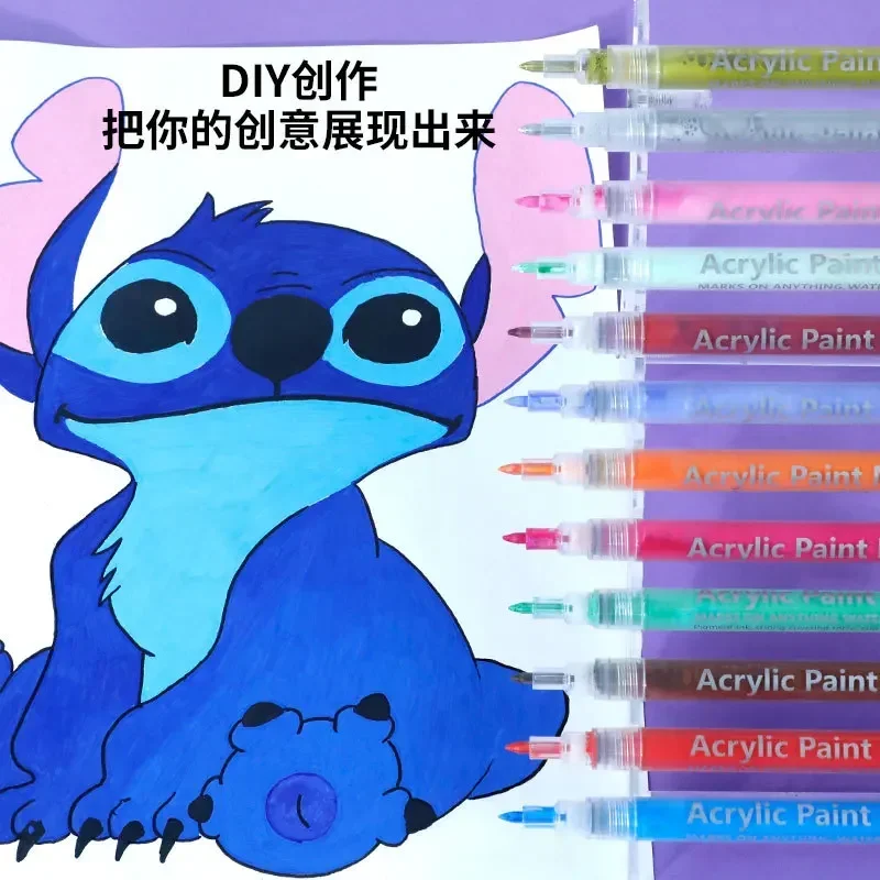 6pcs/set Acrylic Marker Pen Art Specific Non Transparent Paper Graffiti Hand Drawn DIY Non Transparent Color Stackable Acrylic