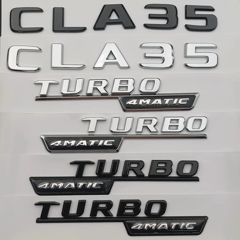 

3d ABS Black Car Rear Trunk Badge Sticker Fender Logo CLA35 Turbo 4matic Emblem For Mercedes CLA 35 AMG C118 C117 Accessories