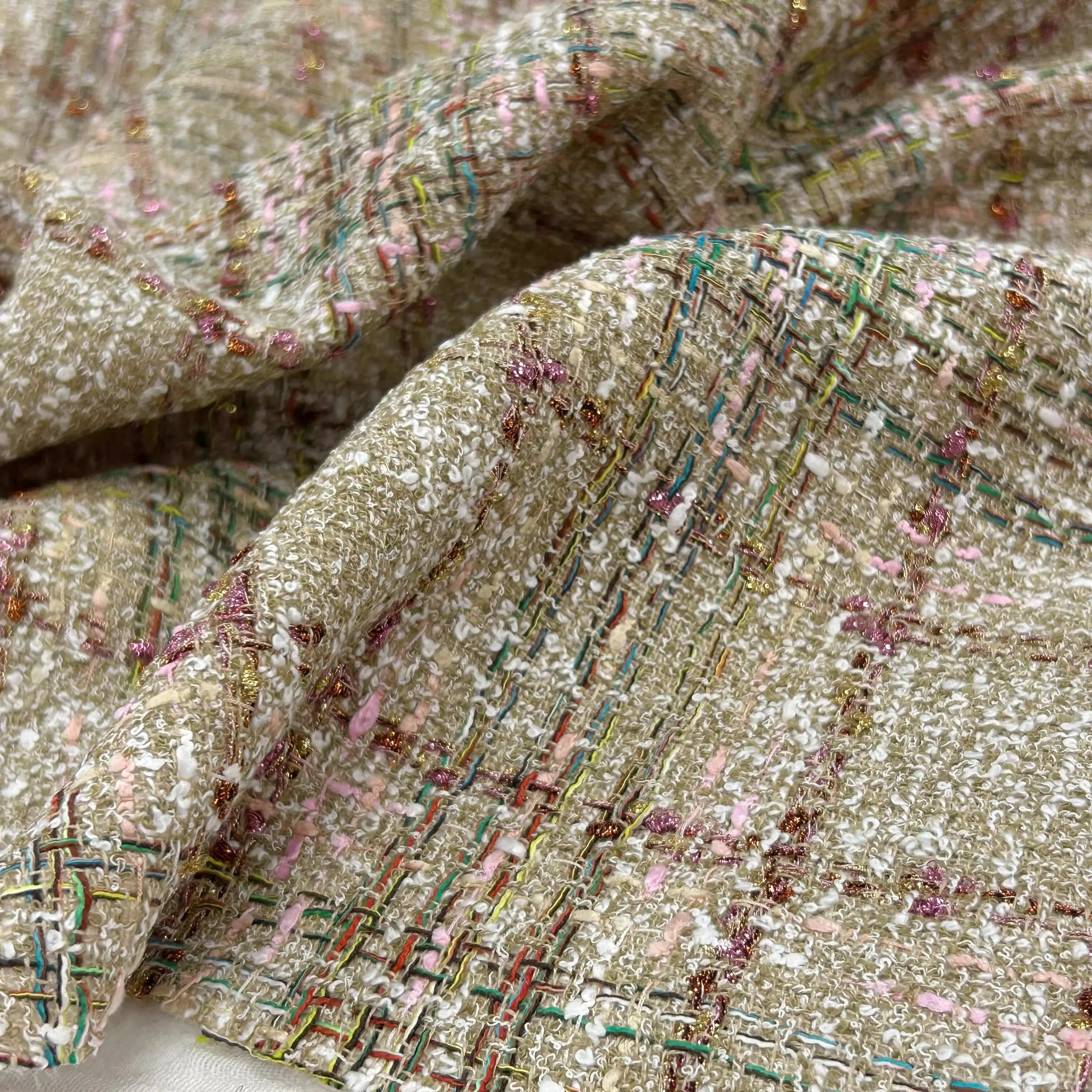 

1yard Coarse flower small fragrant wind tela luxury Bright thread embedded weaving fabric Designer jacket fabric for clothing