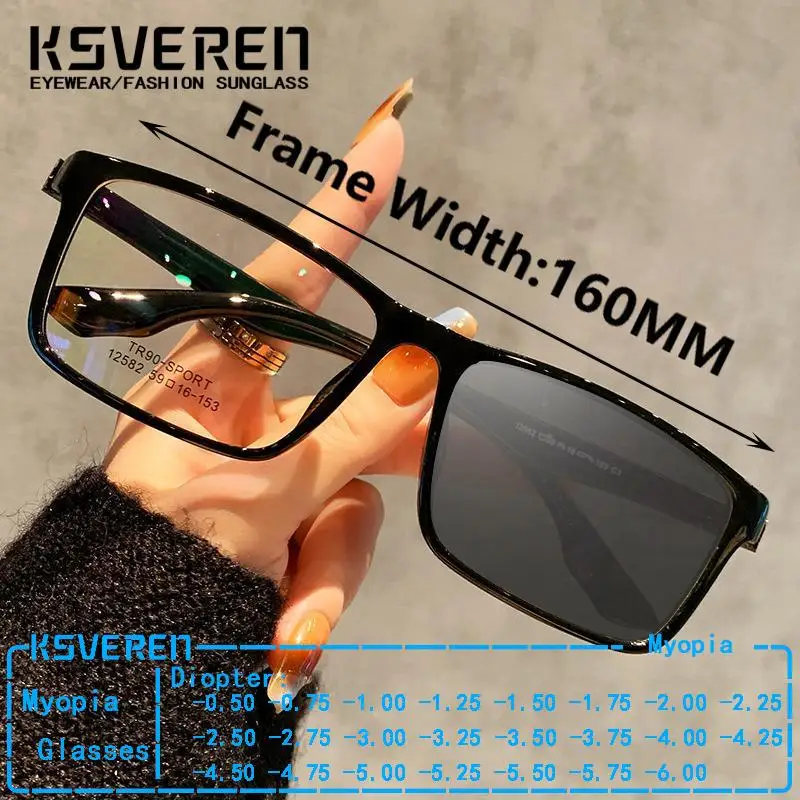 

Large 160mm Anti Blue Light Myopia Glasses Men Women Finished Prescription Eyeglasses Negative Diopter Big Head Spectacles